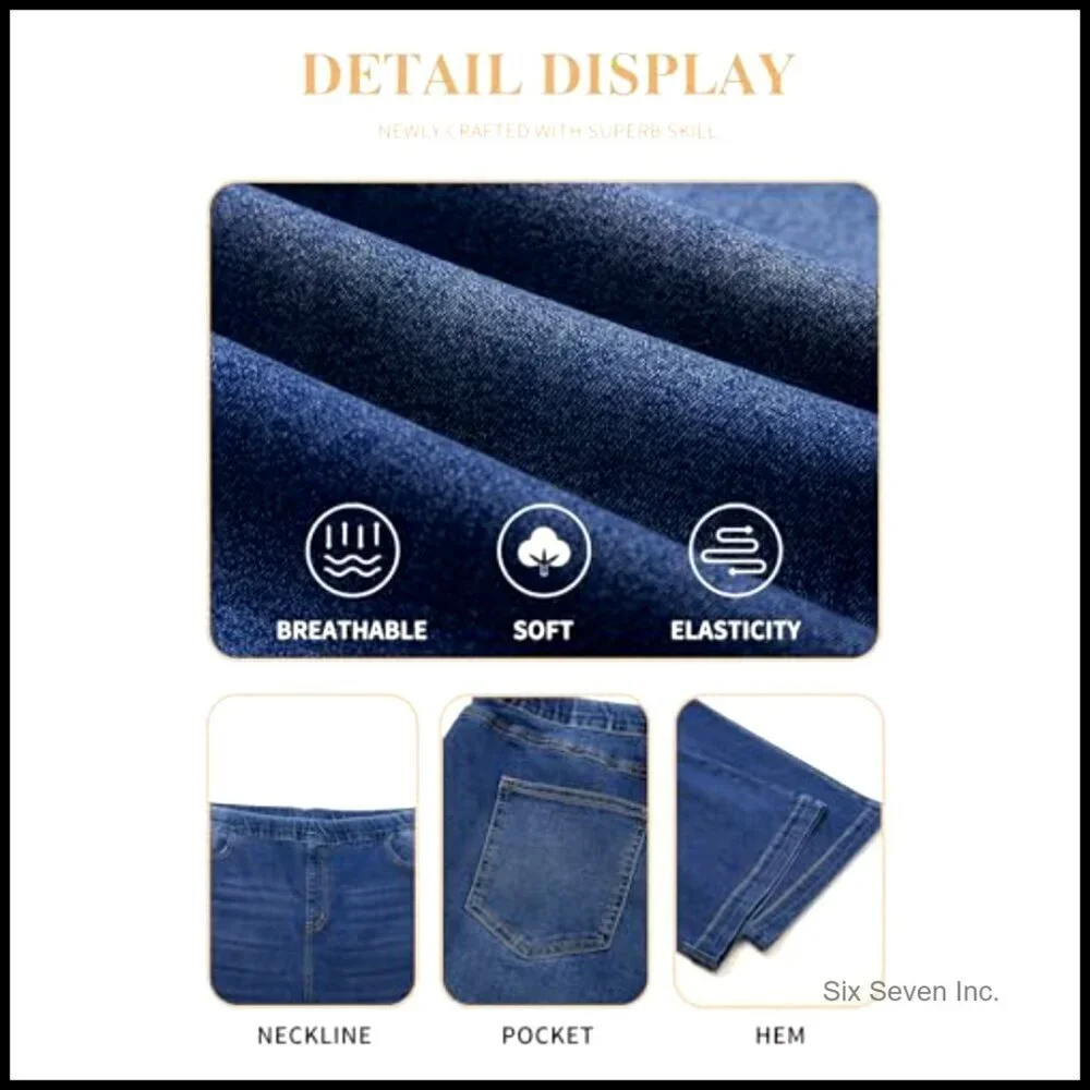 Plus Size Straight Leg Jeans High Waisted Stretchy Denim Pull On Pants with